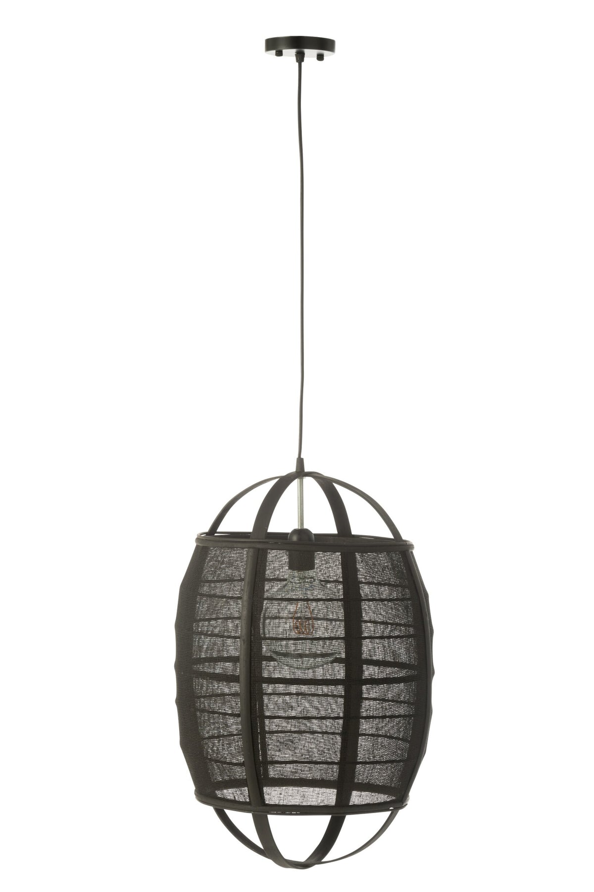 Pendant lamp Ion linen/bamboo black small