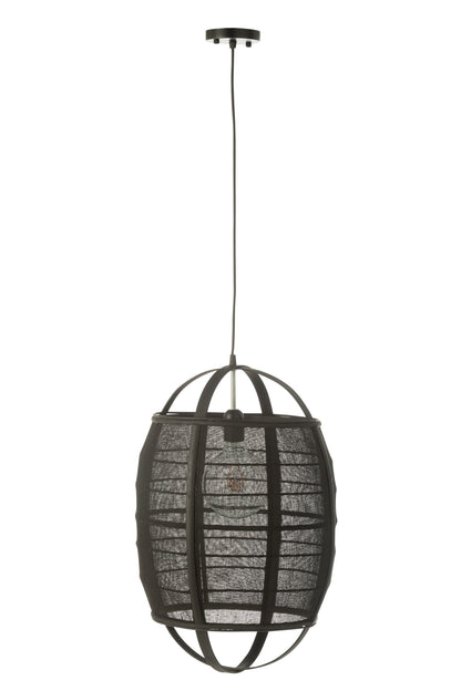 Pendant lamp Ion linen/bamboo black small