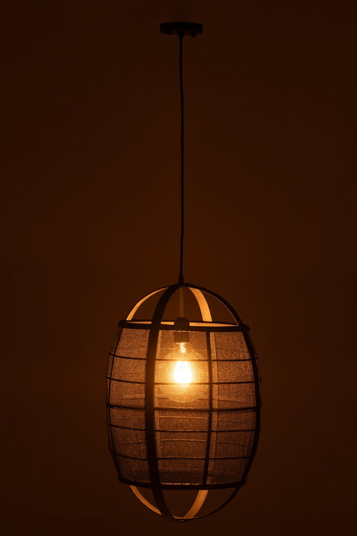 Pendant lamp Ion linen/bamboo black small