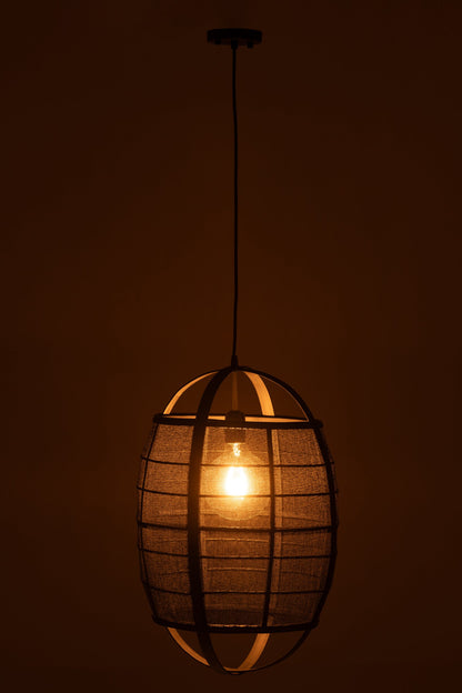 Pendant lamp Ion linen/bamboo black small