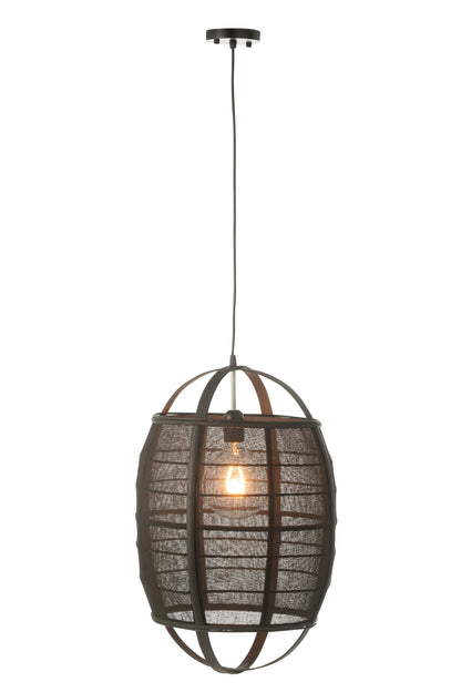 Pendant lamp Ion linen/bamboo black small