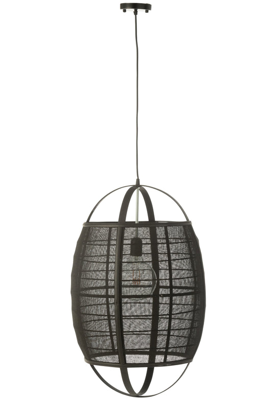 Suspension Ion lin/bambou noir grande