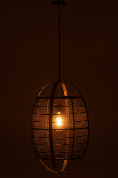 Pendant lamp Ion linen/bamboo black large