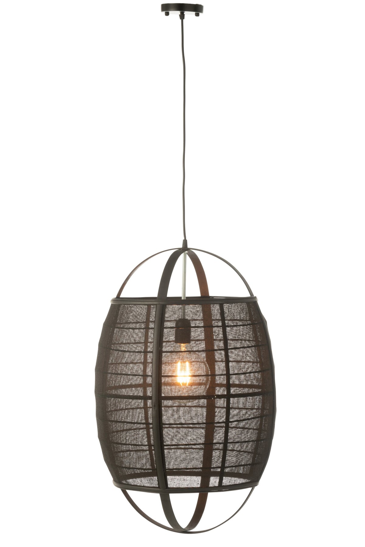 Pendant lamp Ion linen/bamboo black large