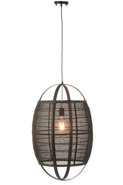 Pendant lamp Ion linen/bamboo black large