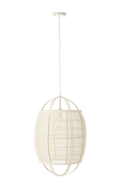 Suspension Ion lin/bambou blanc petite