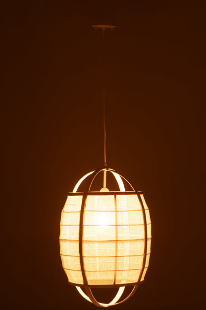 Suspension Ion lin/bambou blanc petite