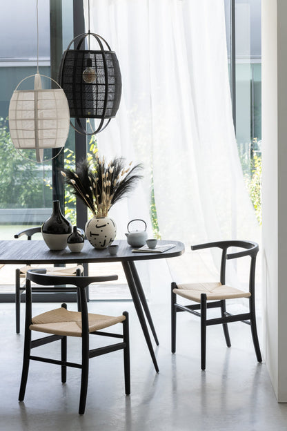 Suspension Ion lin/bambou blanc petite