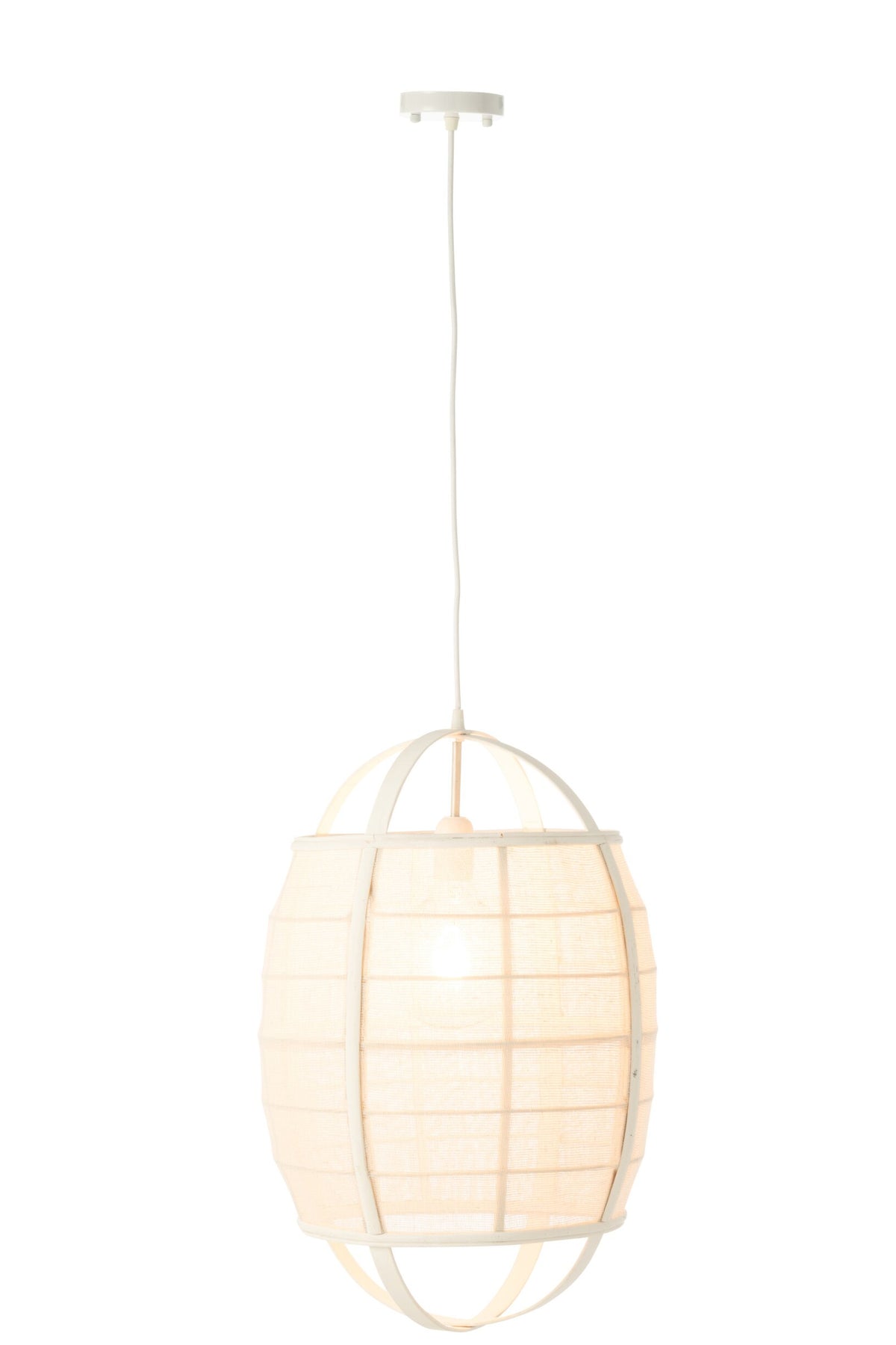 Suspension Ion lin/bambou blanc petite