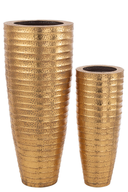Set Of 2 Metal Vases Egypt Metal Gold
