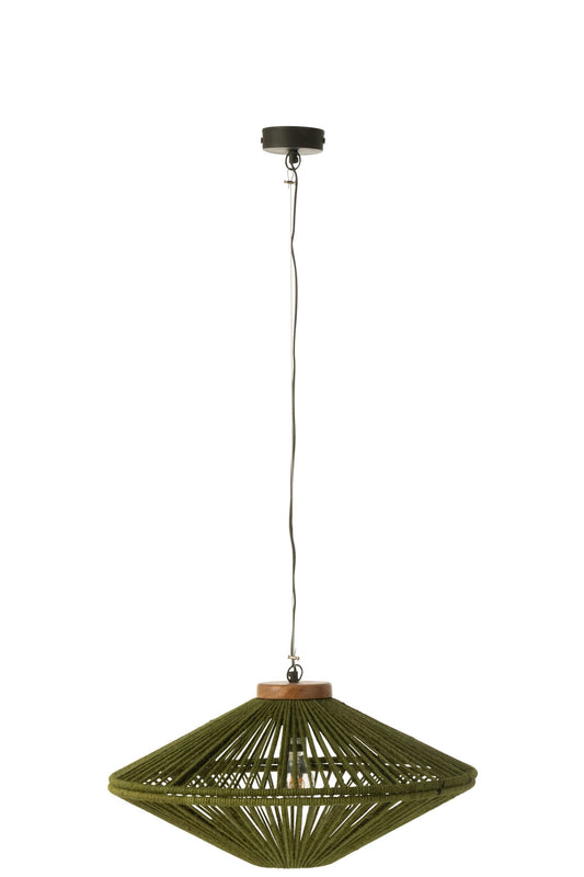 Suspension Ovni fer/jute vert petit