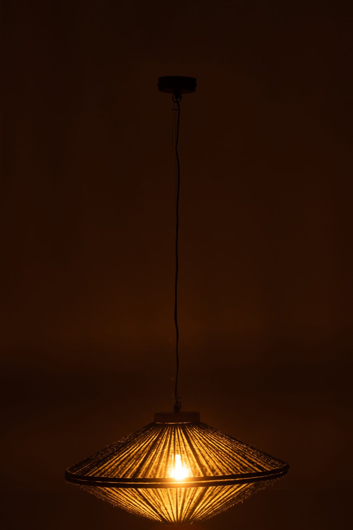 Pendant lamp Ovni iron/jute green small