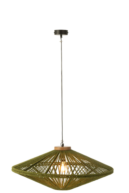 Suspension Ovni fer/jute vert moyen