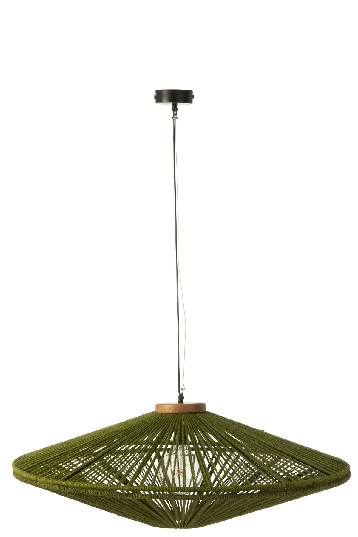 Suspension Ovni fer/jute vert grande