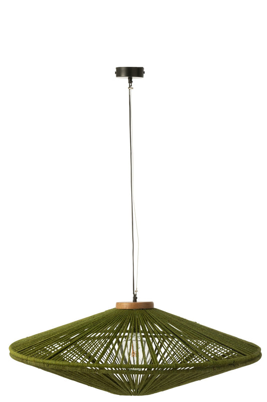Suspension Ovni fer/jute vert grande