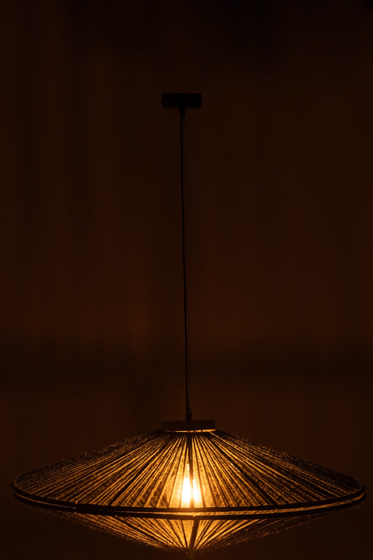 Suspension Ovni fer/jute vert grande