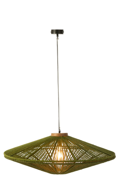 Suspension Ovni fer/jute vert grande
