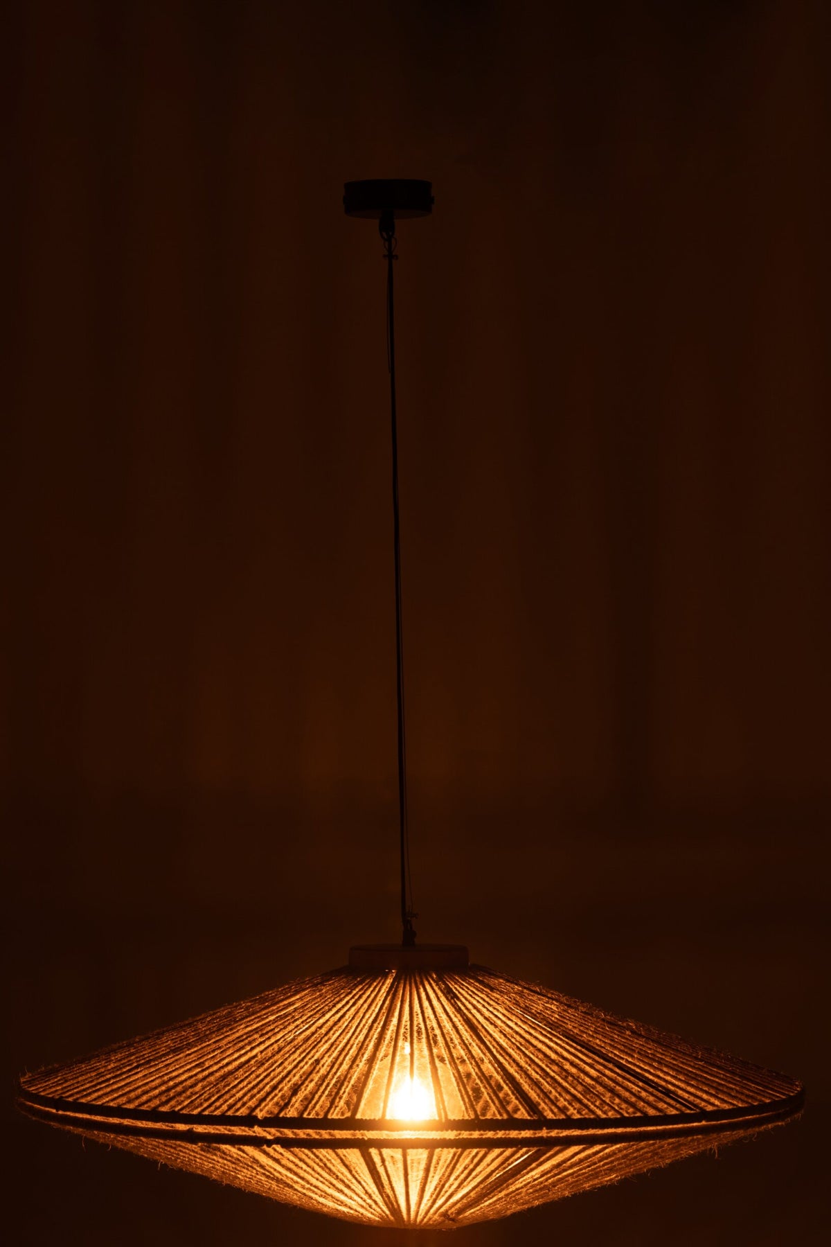 Pendant lamp Ovni iron/natural jute large