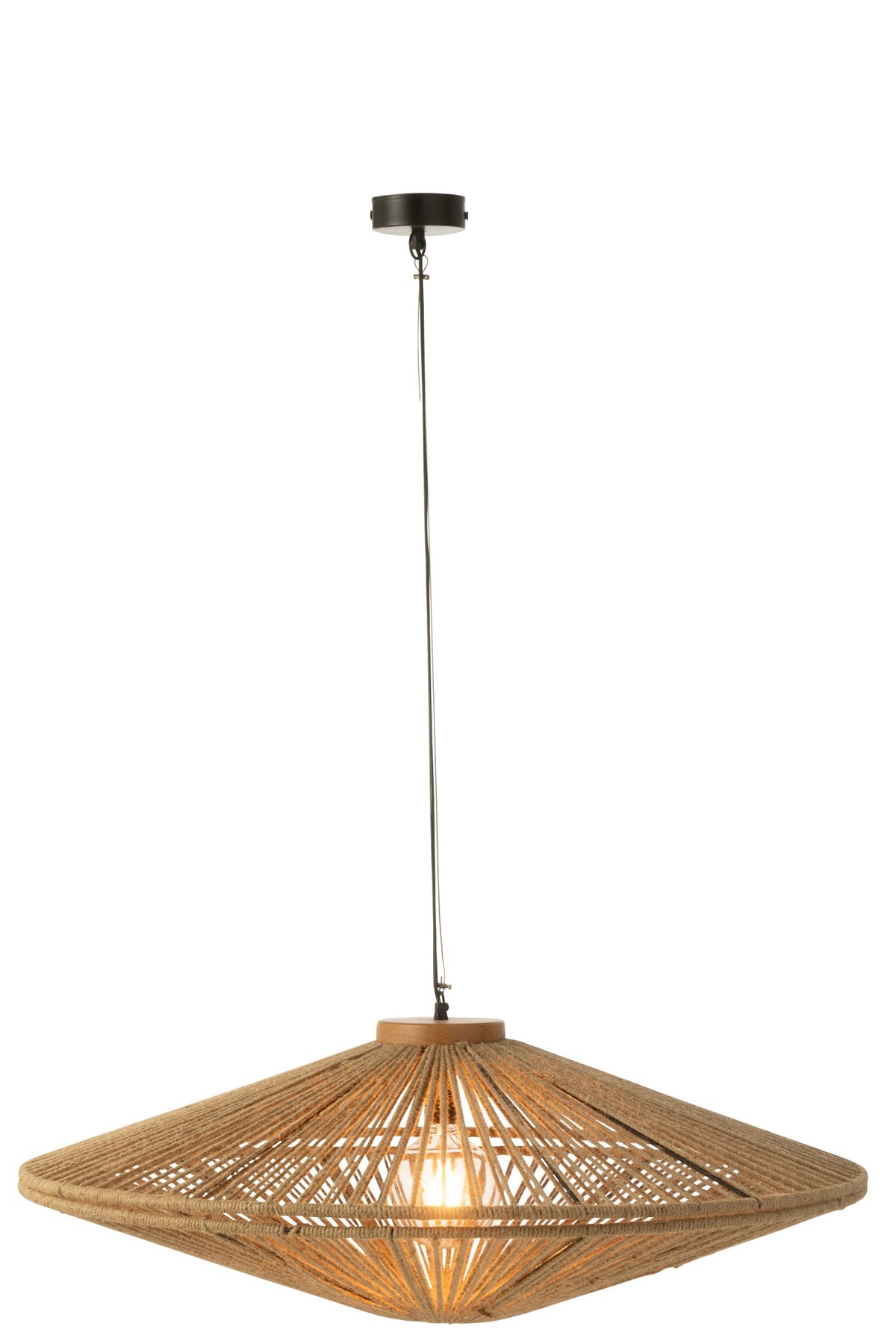 Pendant lamp Ovni iron/natural jute large