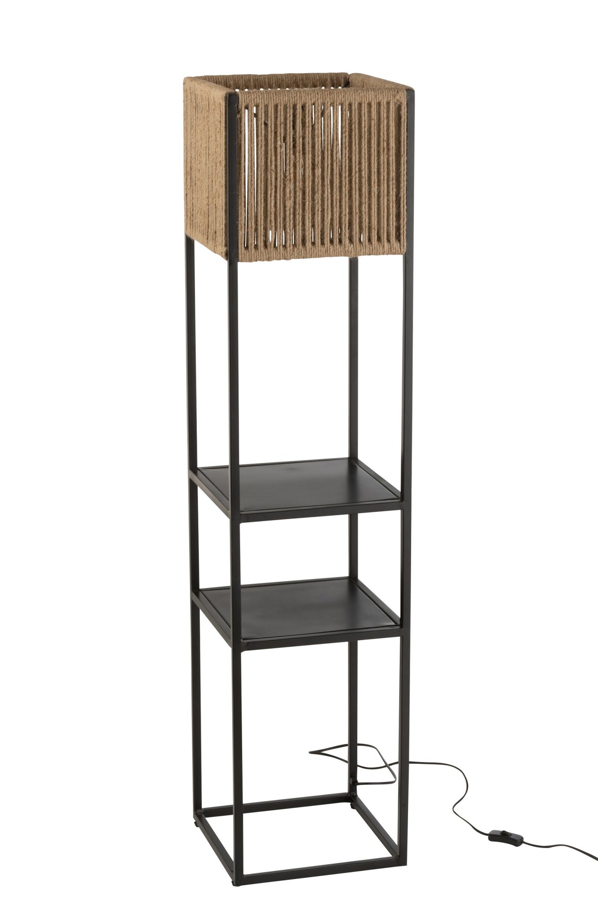 Square lamp iron/natural jute/black