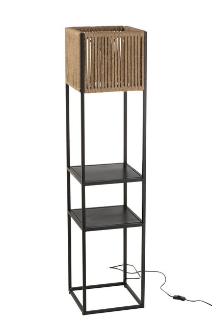 Square lamp iron/natural jute/black