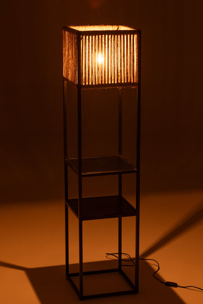 Square lamp iron/natural jute/black