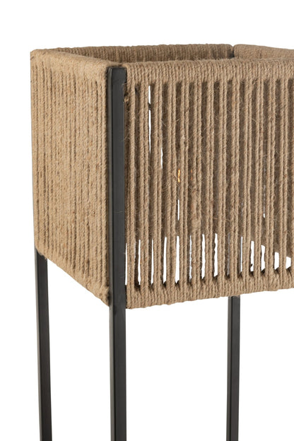 Square lamp iron/natural jute/black
