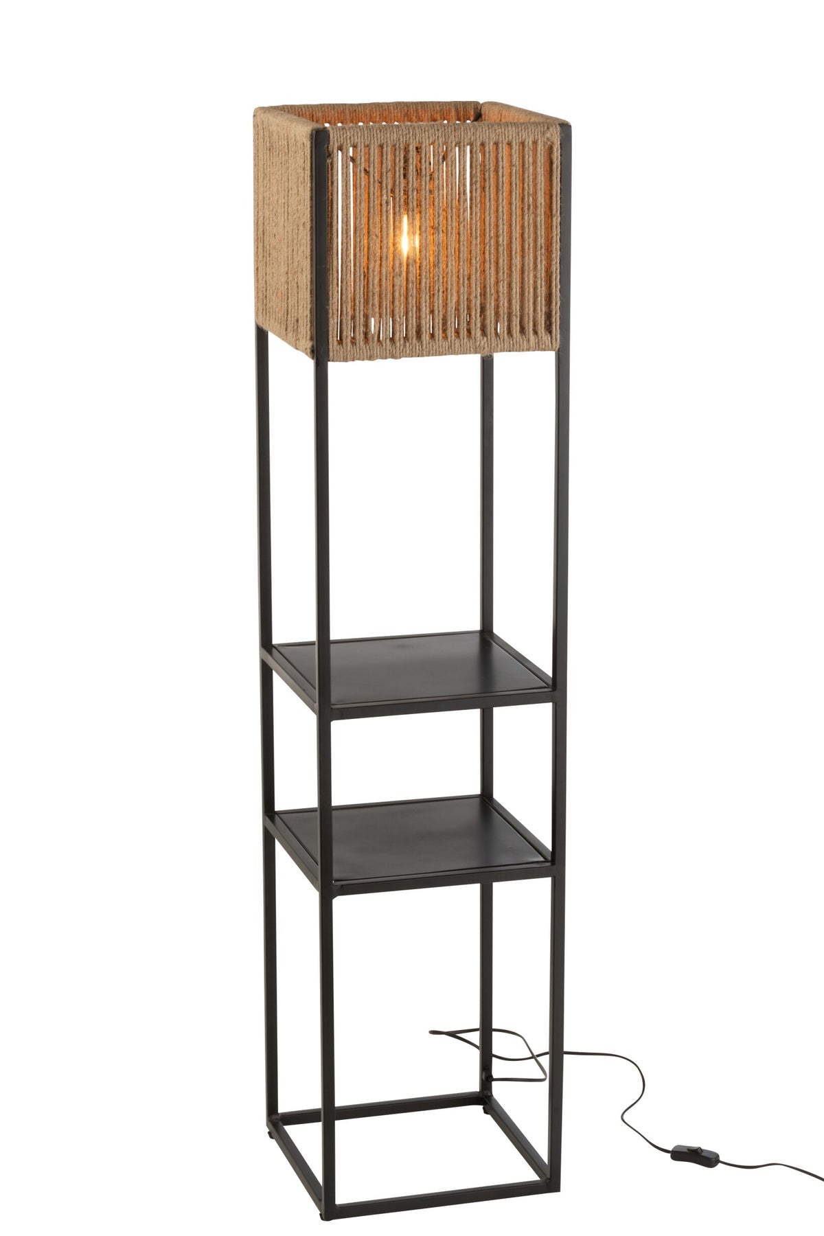 Square lamp iron/natural jute/black