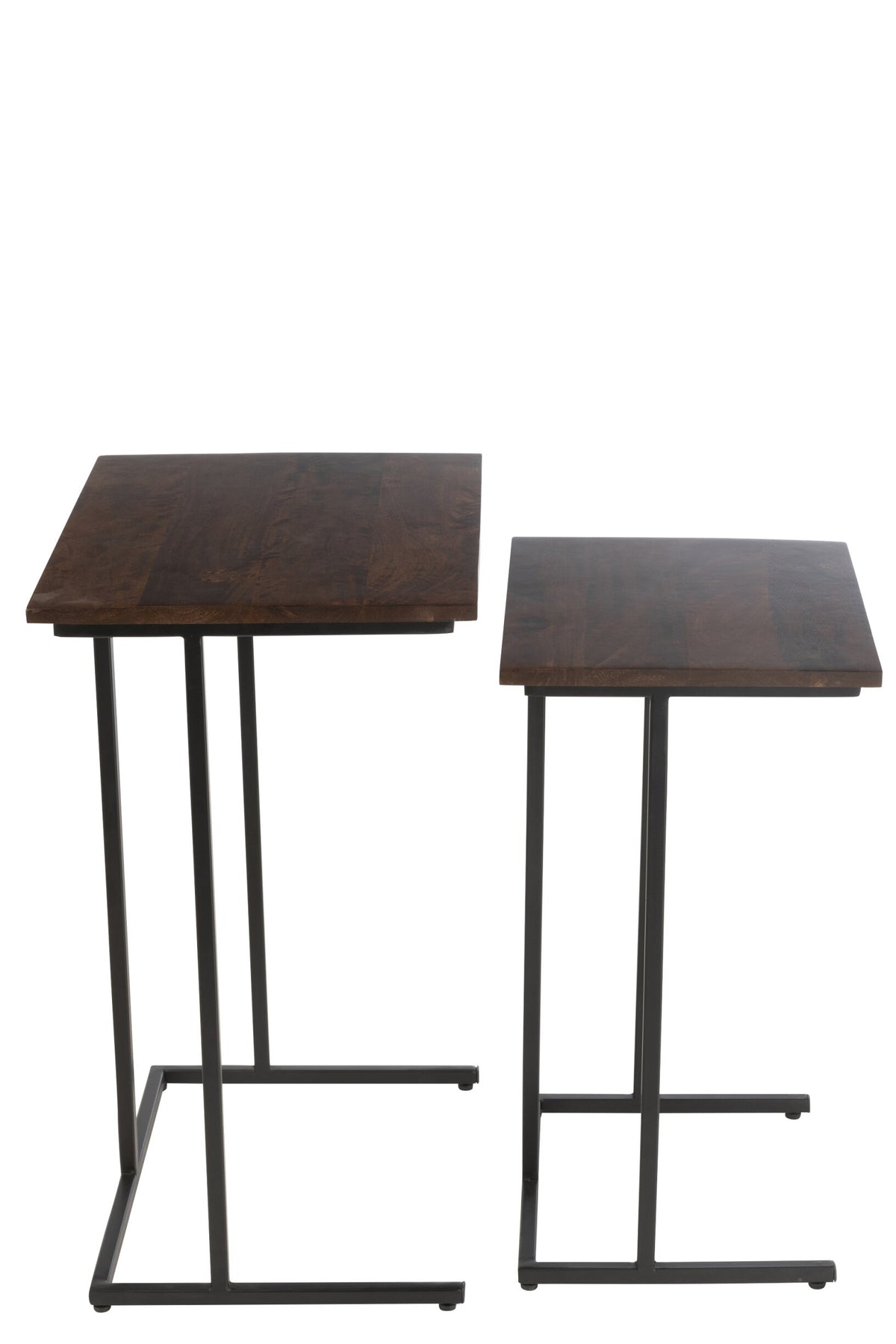 Set Of 2 Tables Rectangle Iron/Mango Wood Brown/Black
