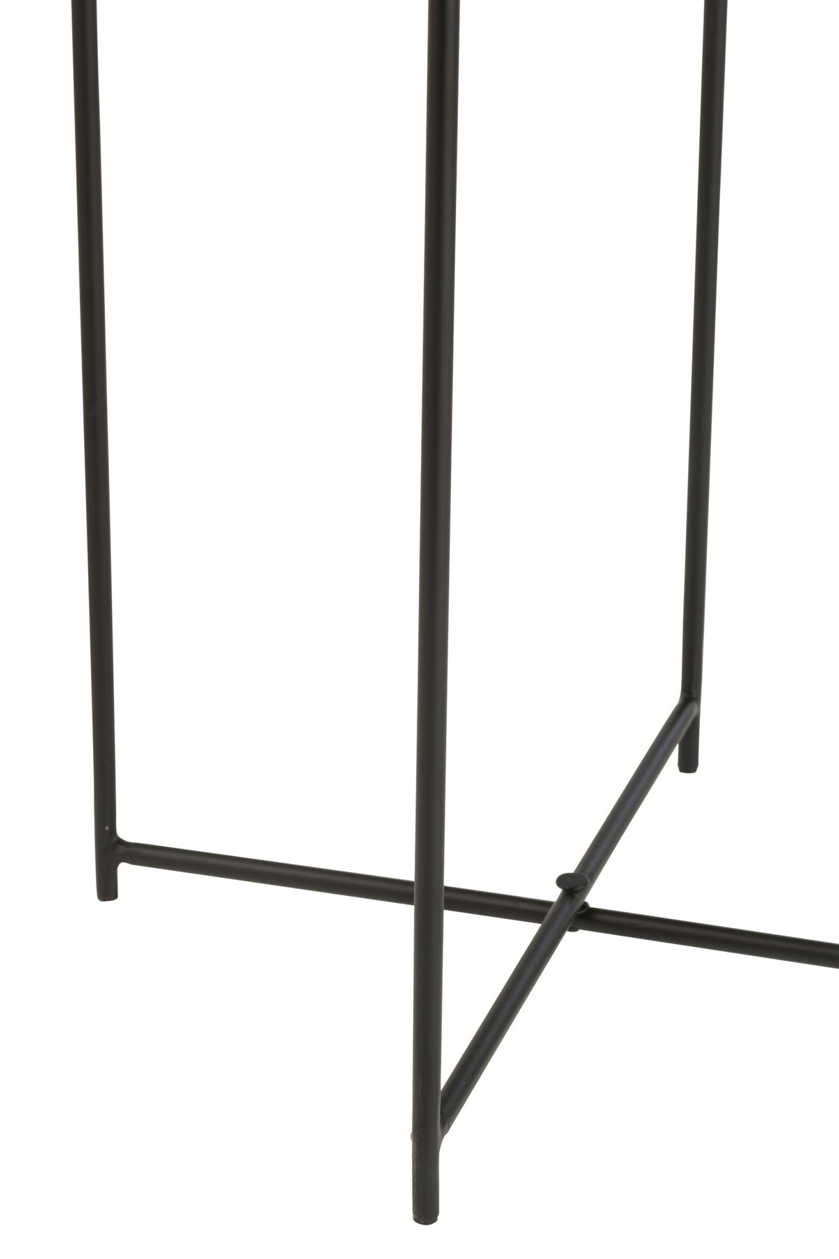 Set Of 2 Side Tables Round Iron/Mango Wood Brown/Black