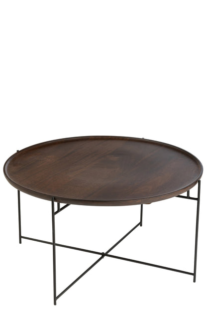 Table Round Iron/Mango Wood Brown/Black