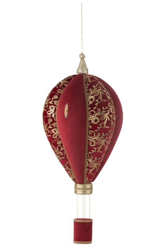 Hot Air Balloon Hanging Polyfoam/Textile Red/Gold Large
