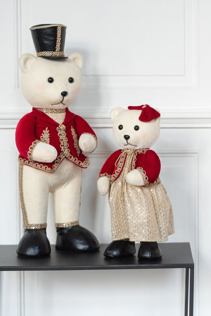 Bear Standing Boy/Girl Polyfoam/Textile Red/Gold Large Assortment Of 2
