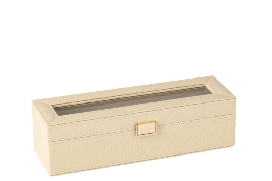 Steel box 6 compartments faux leather beige