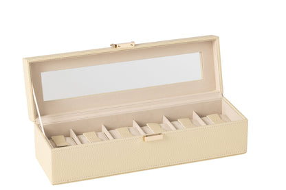 Steel box 6 compartments faux leather beige