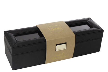 Steel box 6 compartments faux leather black