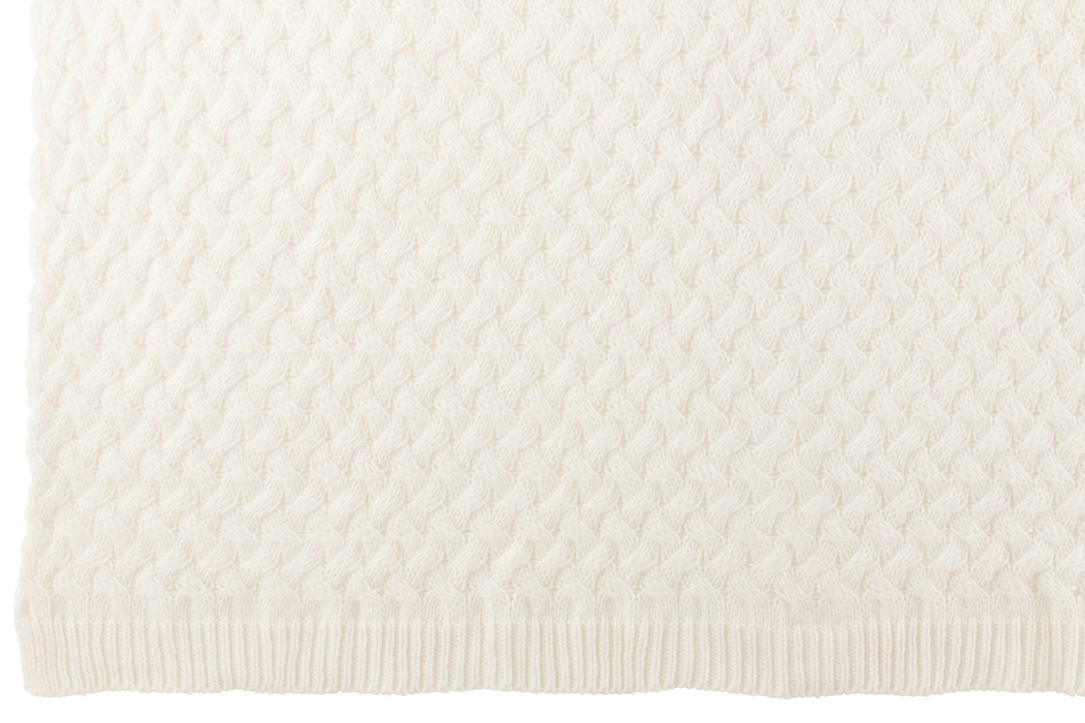Plaid Knitted Acrylic White