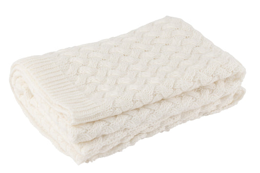 Plaid Knitted Acrylic White