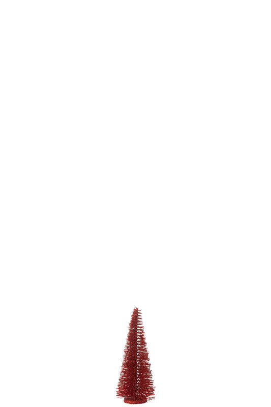 Christmas Tree Deco Glitters Plastic Red Small