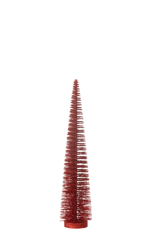 Christmas Tree Deco Glitters Plastic Red Medium