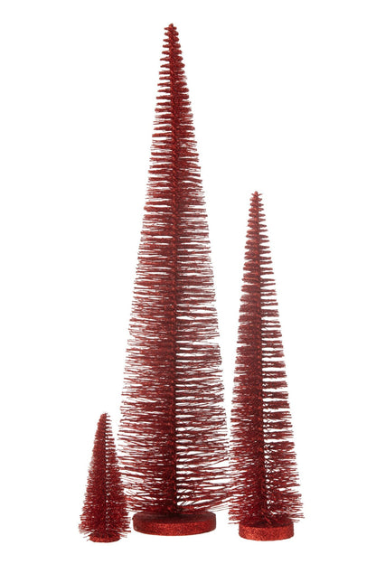 Christmas Tree Deco Glitters Plastic Red Large