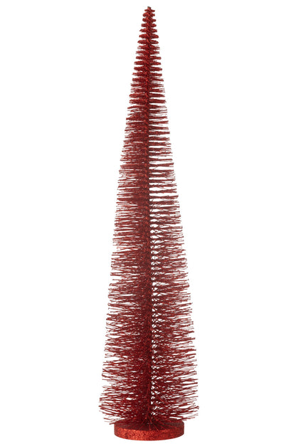 Christmas Tree Deco Glitters Plastic Red Large