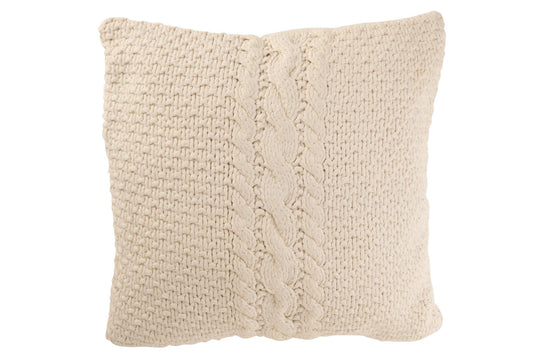 Cushion Knitted+Braid Cotton White