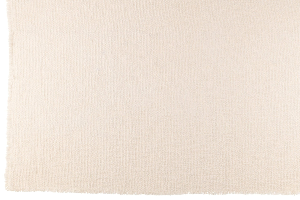 Plaid Frayed Edges Cotton/Polyester White