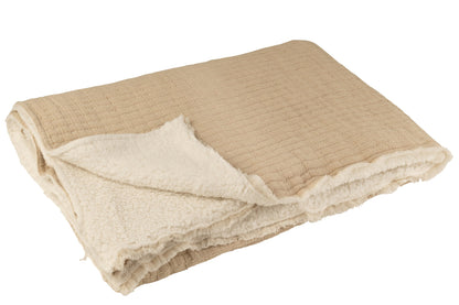 Plaid Teddy Lines Stitiching Cotton/Polyester Beige