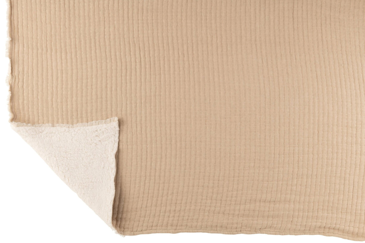 Plaid Teddy Lines Stitiching Cotton/Polyester Beige