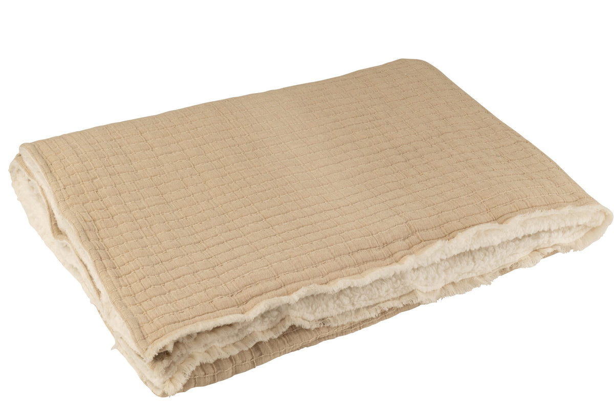 Plaid Teddy Lines Stitiching Cotton/Polyester Beige