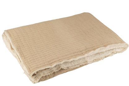 Plaid Teddy Lines Stitiching Cotton/Polyester Beige
