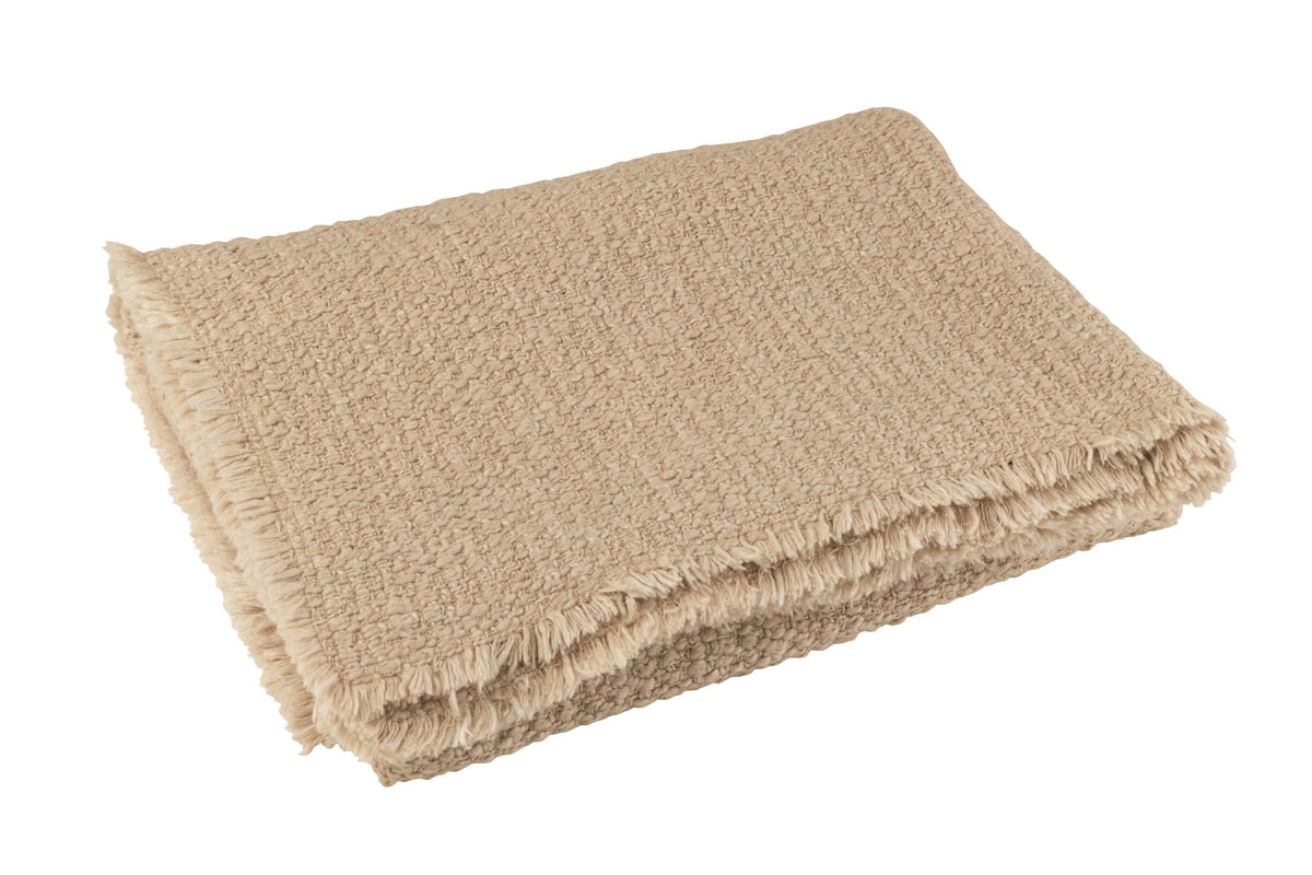 Plaid Frayed Edges Cotton/Polyester Beige