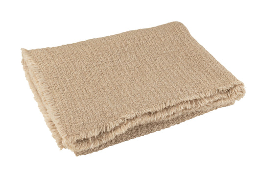 Plaid Frayed Edges Cotton/Polyester Beige